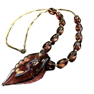 4 for $20 Sale Purple & Gold Art Glass Necklace